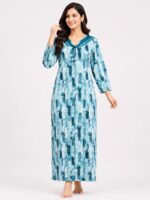 W-NY-322-03-AQ-XXL-F Women’s Lycra Printed Nighty - Aqua