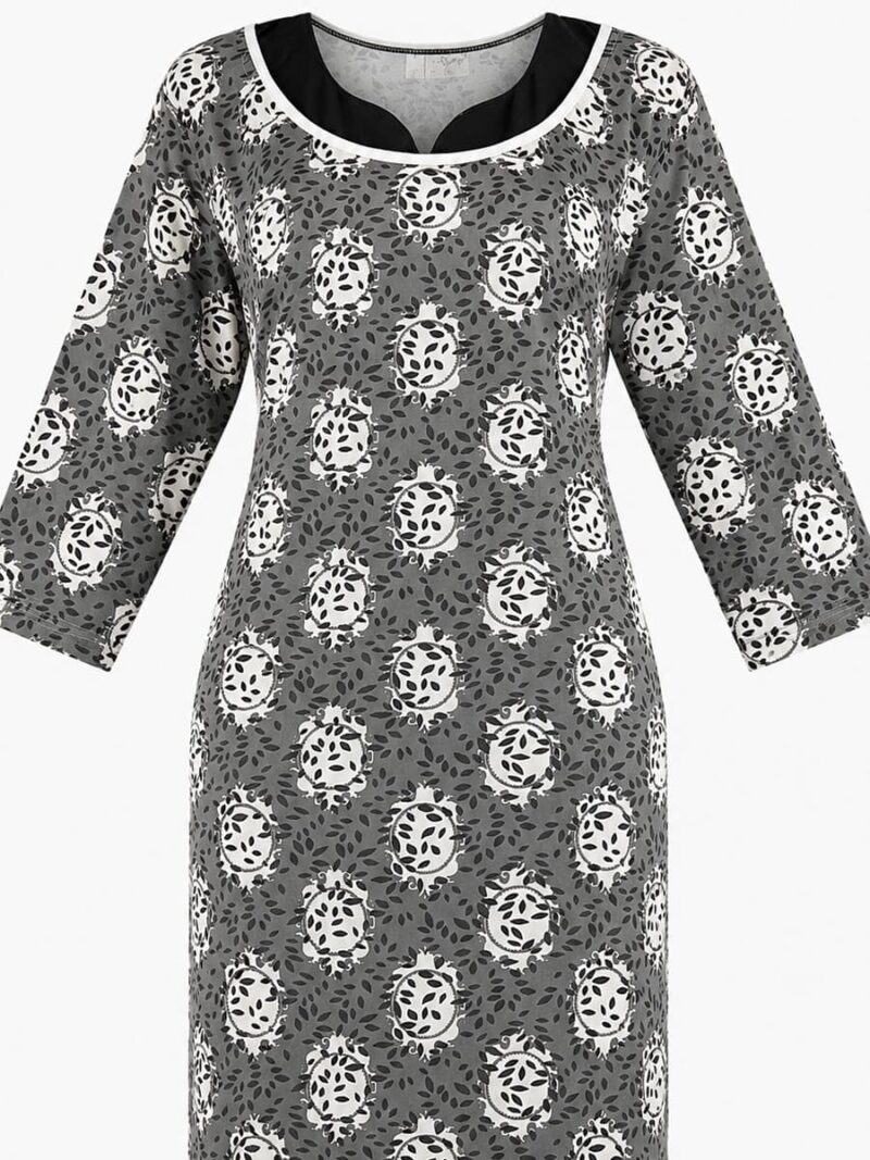 Women’s Lycra Printed Nighty - Gray
