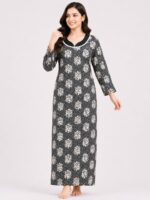 W-NY-324-01-GY-XXL-F Women’s Lycra Printed Nighty - Gray