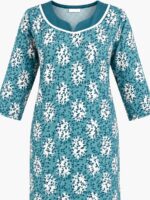 W-NY-324-02-TQ-XXL-B. Women’s Lycra Printed Nighty - Turquoise