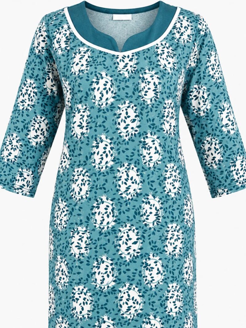Women’s Lycra Printed Nighty - Turquoise