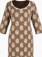Women’s Lycra Printed Nighty - Brown