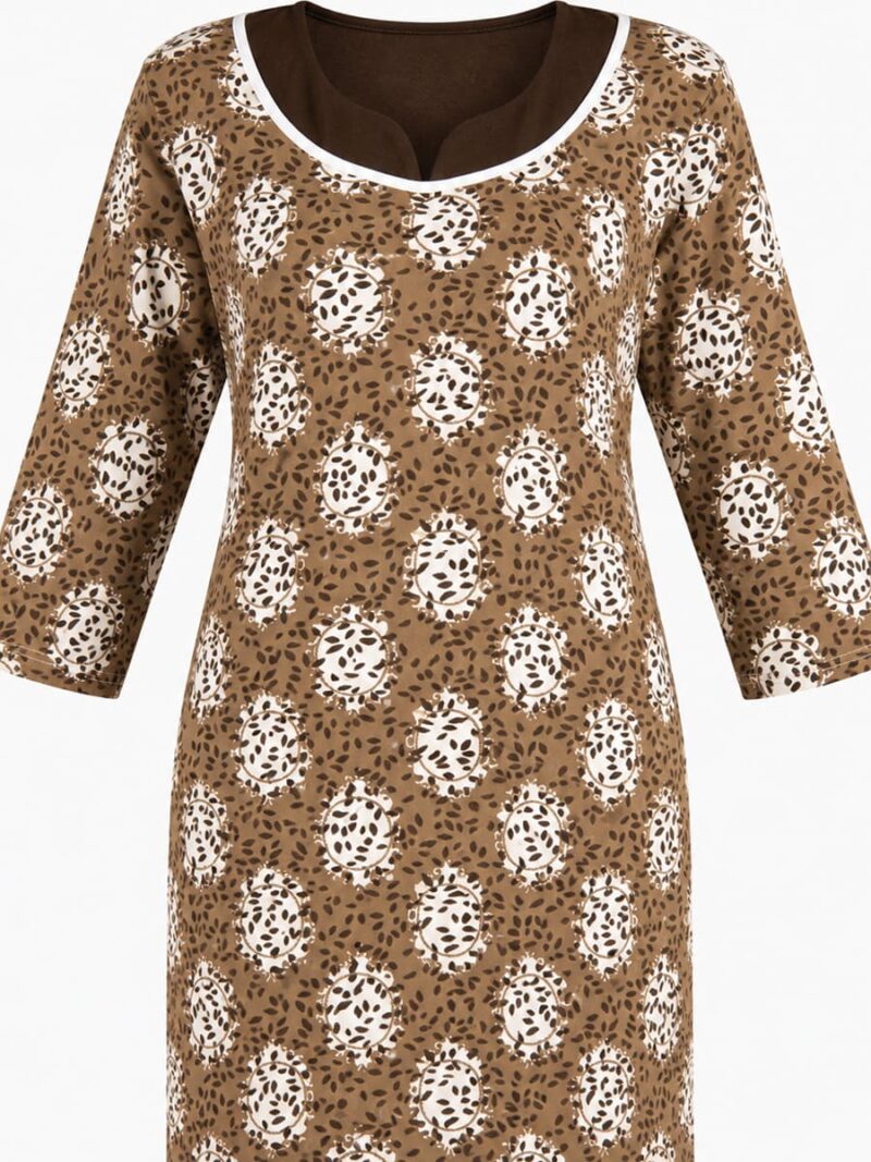 Women’s Lycra Printed Nighty - Brown