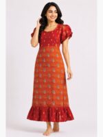 W-NY-328-04-AM-XXL-F Women's Cotton Feeding Frock Nighty - Amber