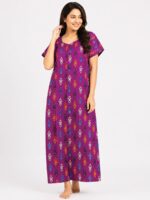 Women’s Full Open Cotton Nighty - Cerise