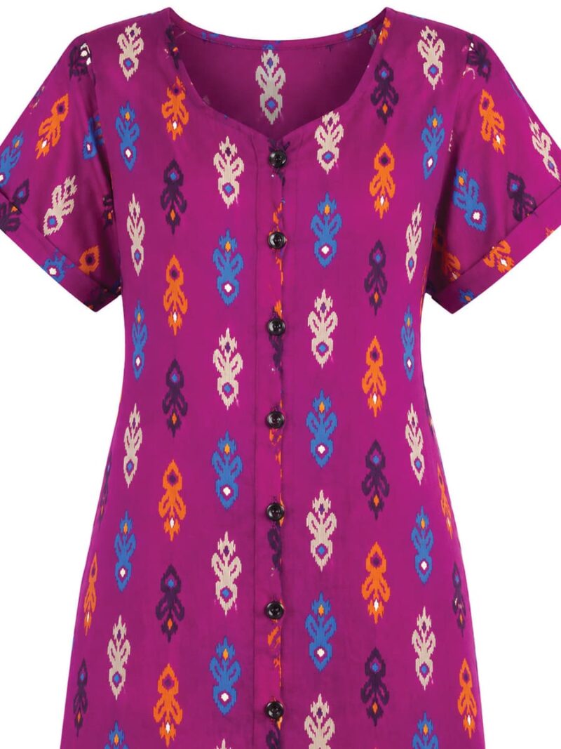 Women’s Full Open Cotton Nighty - Cerise