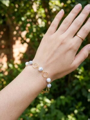 Women's Marble Ring Bracelet – White