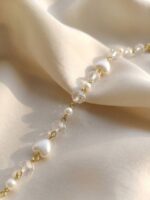 WJ-WP-BR04-WH-07 (3) Women's Gold Pearl Crystal Heart Charm Bracelet - White