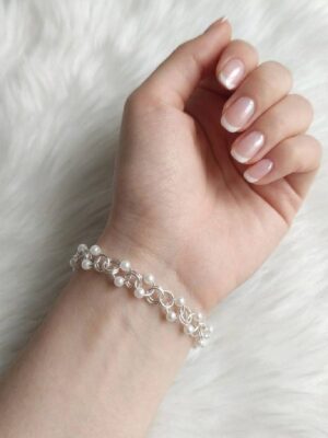 Women's Pearl Chainmail Bracelet – White