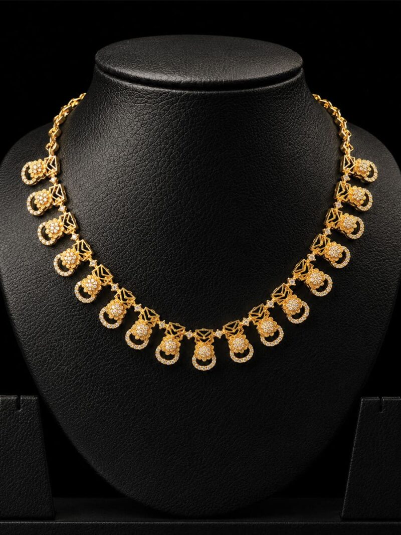 WJ-WP-K434-25 Women's Gold-Plated Floral Drop Necklace