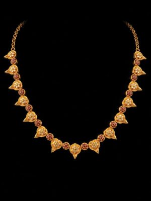 Women's 1G Gold Plated Floral Leaf Necklace