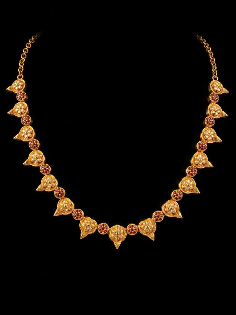 Women's 1G Gold Plated Floral Leaf Necklace