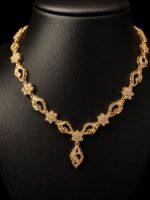 Women's Gold Plated Floral Stone Necklace