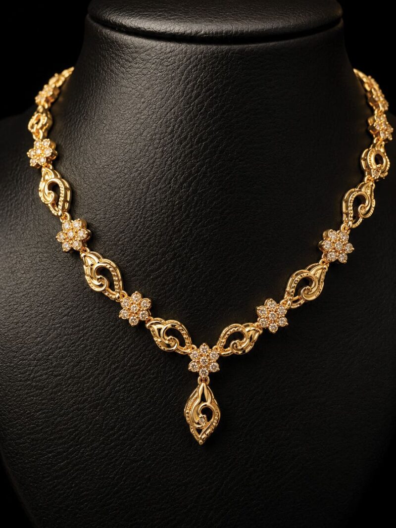 Women's Gold Plated Floral Stone Necklace