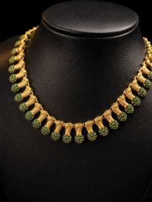 Women's Gold Plated Green Stone Necklace