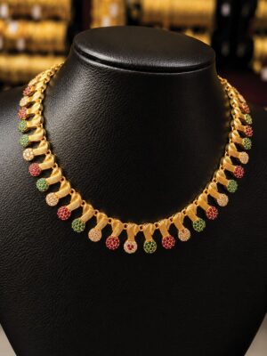 Women's Gold-Plated Traditional Ruby Green Necklace