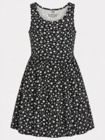 KG-FR-339-04-BK-6-8Y-b. Girls Cotton Fit & Flare Frock - Black
