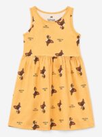 KG-FR-371-3-OR-4-6Y-b. Girls Cotton Sleeveless Printed Frock -Orange