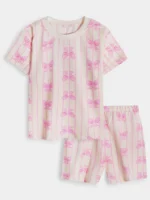 KG-NS-361-04-PK-11-12Y-b.. Girls Cotton Printed Short Nightwear Set - Pink
