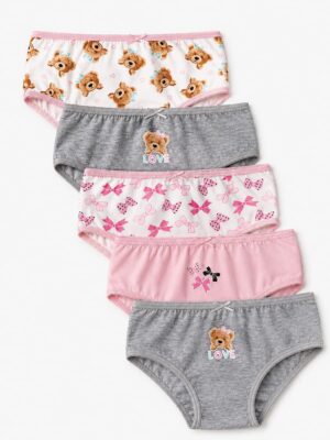 Girls Cotton Printed Panties Multicolor 5 Pcs Pack
