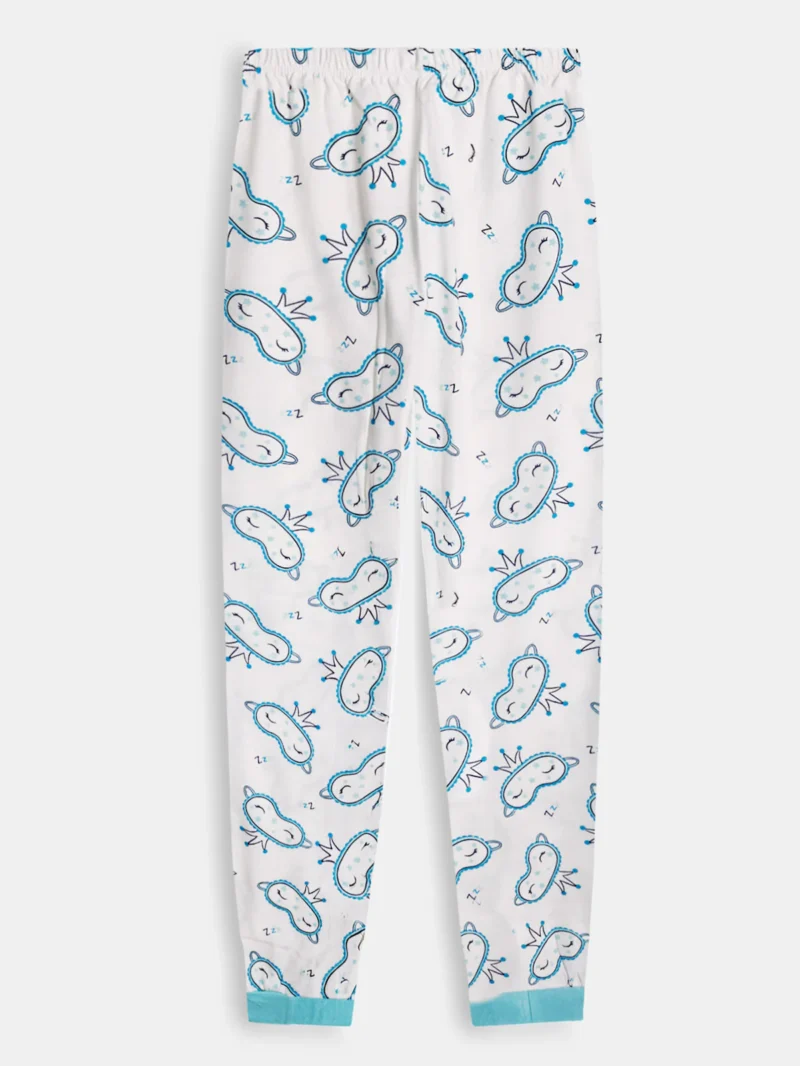 Girls Cotton Printed Pyjama Set -Sky Blue