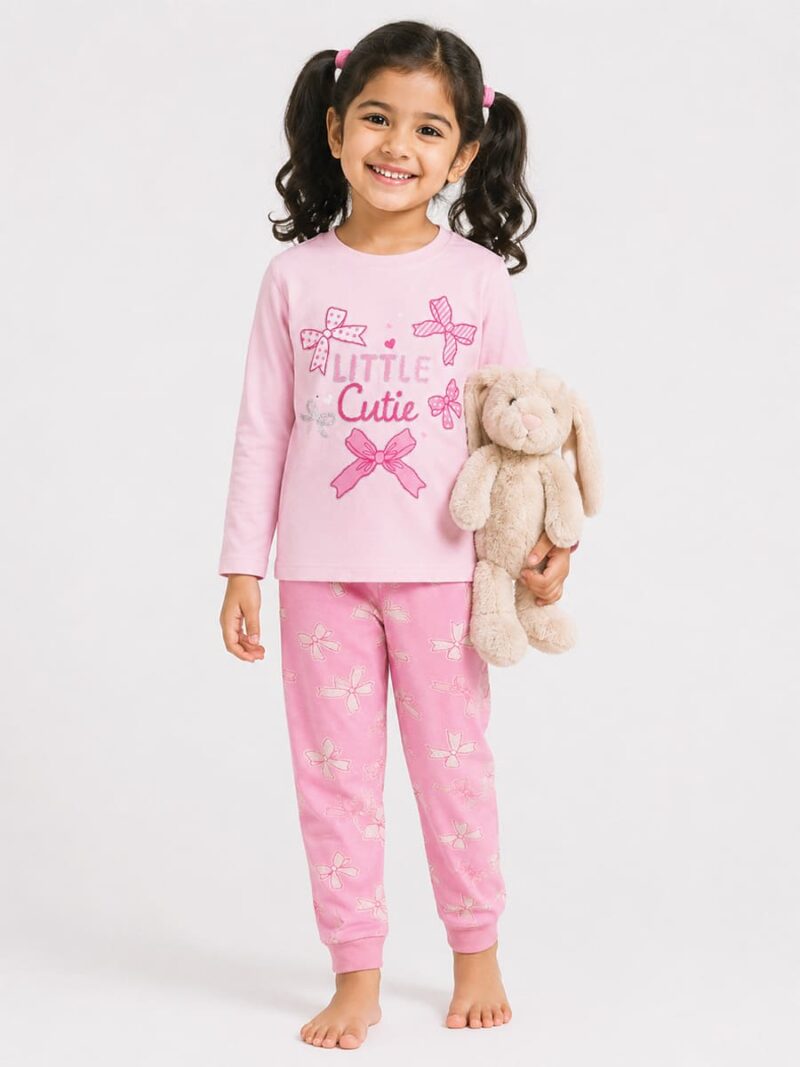 KG-PY-369-03-PC-PK-4-5Y-f Girls Cotton Printed Pyjama Set -Peach