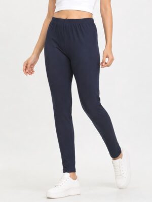 Women's Cotton Ankle-Length Leggings -Navy Blue