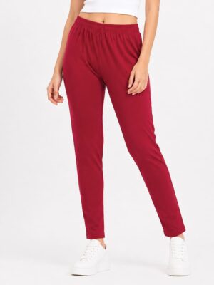 Women's Cotton Ankle-Length Leggings -Maroon