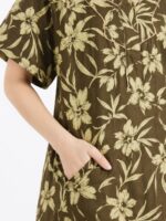 Women’s Cotton Plus-Size Zip Nighty - Olive Green