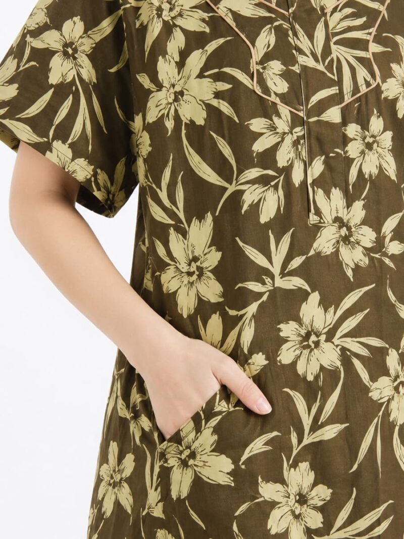 Women’s Cotton Plus-Size Zip Nighty - Olive Green