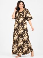 Women’s Cotton Plus-Size Zip Nighty -Coffee