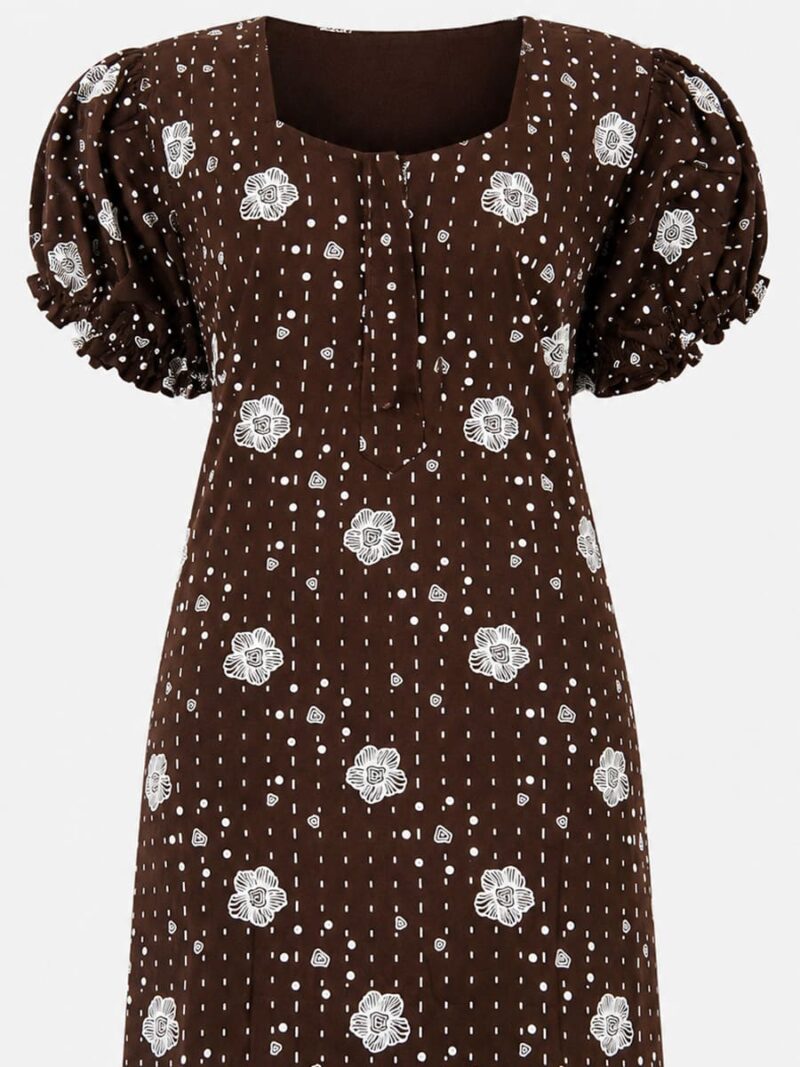 Women's Cotton Zip Frock Nighty - Coffee