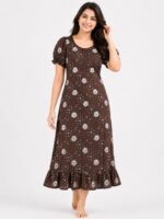 W-NY-386-14-CF-XXL-F Women's Cotton Zip Frock Nighty - Coffee