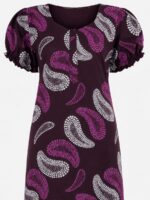 W-NY-386-18-PP-XXL-B. Women's Cotton Zip Frock Nighty - Purple