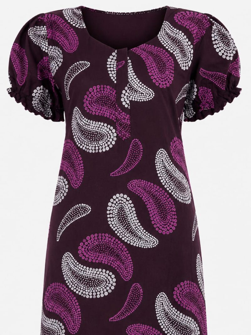 Women's Cotton Zip Frock Nighty - Purple