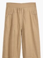 Women's Cotton Blend Casual Pants with Pockets - Cream