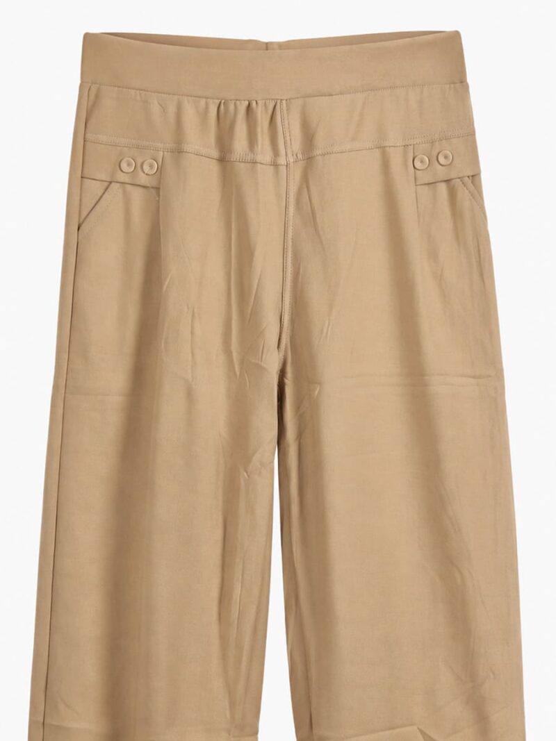 Women's Cotton Blend Casual Pants with Pockets - Cream