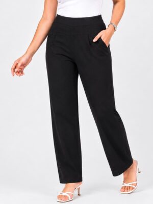 Women's Cotton Blend Casual Pants with Pockets - Coffee