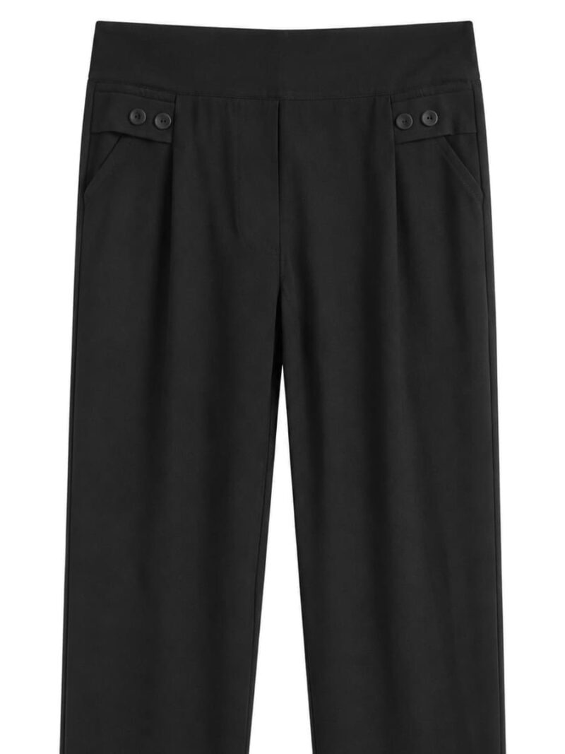 Women's Cotton Blend Casual Pants with Pockets - Black