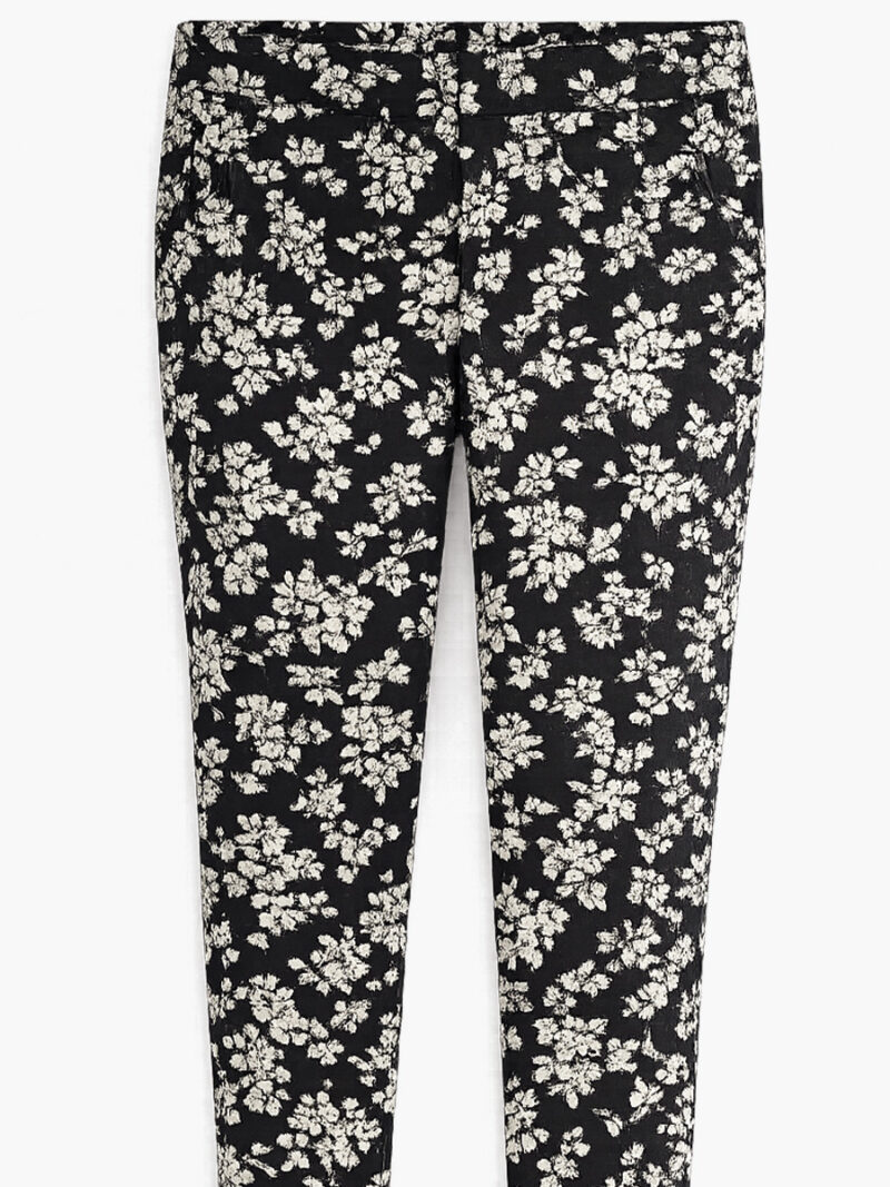 Women's Viscose Floral Print Slim Fit Pant - Black