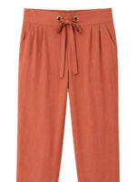 W-PN-376-01-TC-M-b. Women's Cotton Blend Tie-Waist Capri Pant - Terracotta