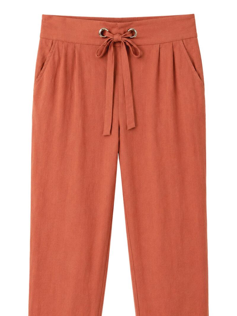 Women's Cotton Blend Tie-Waist Capri Pant - Terracotta
