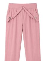 W-PN-376-02-PK-S-b.. Women's Cotton Blend Tie-Waist Capri Pant - Pink