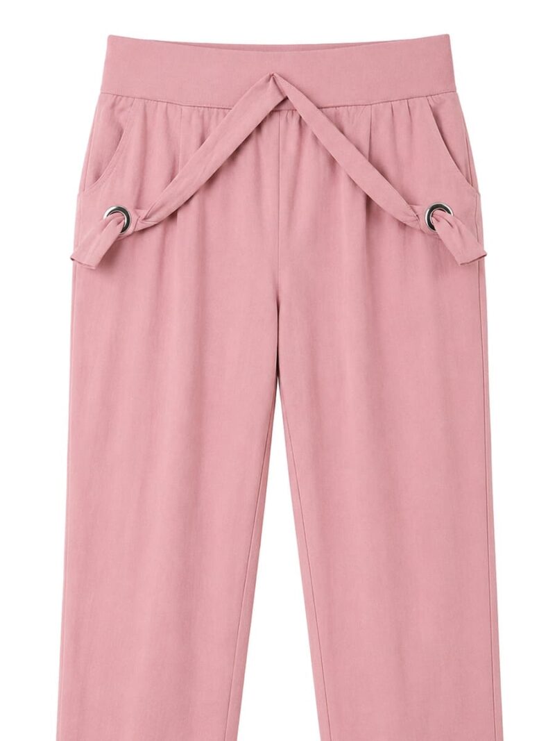 Women's Cotton Blend Tie-Waist Capri Pant - Pink