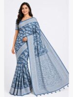 W-SR-06-02-BL-1 chanderi cotton saree