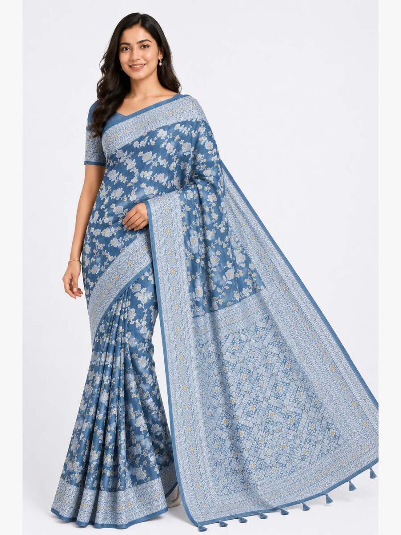 W-SR-06-02-BL-1 chanderi cotton saree