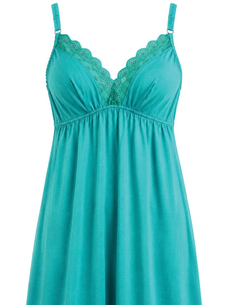 Cotton Bra-Slip Sleeveless Nightdress - Forest Green