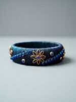 Women's Silk Thread Traditional Floral Bangles - Blue