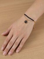 Women’s Gold Chain Bracelet with Beads - Black