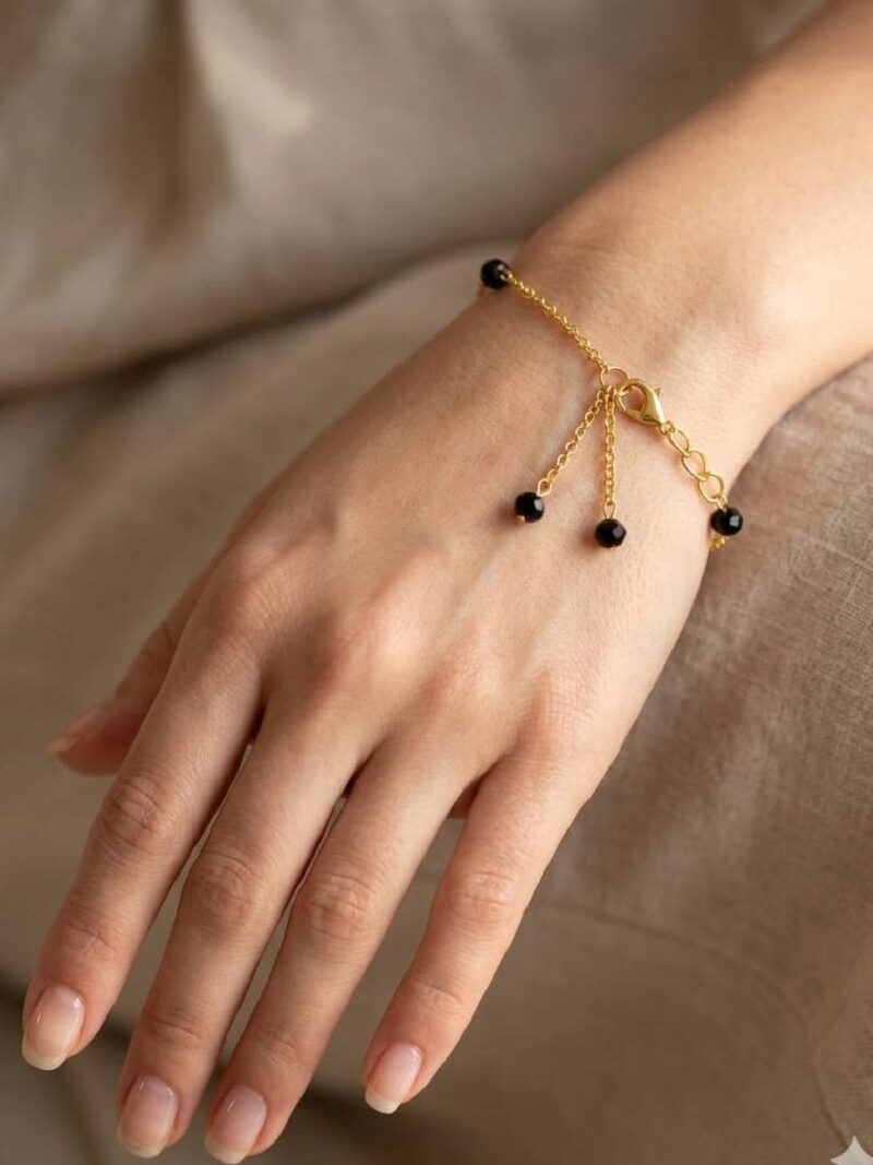 Women's Crystal Beaded Chain Bracelet - Black